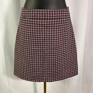J. Crew Factory Burnt Orange & Blue Houndstooth High Waisted Wool Mini Skirt